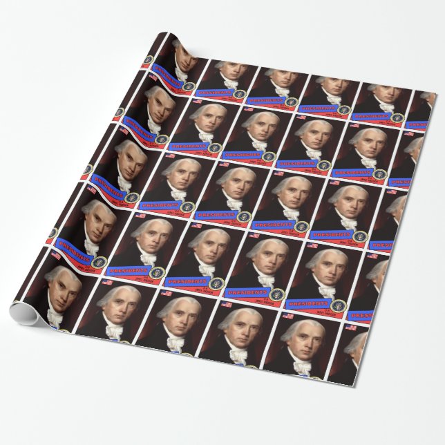 James Madison Baseball Card Wrapping Paper (Unrolled)
