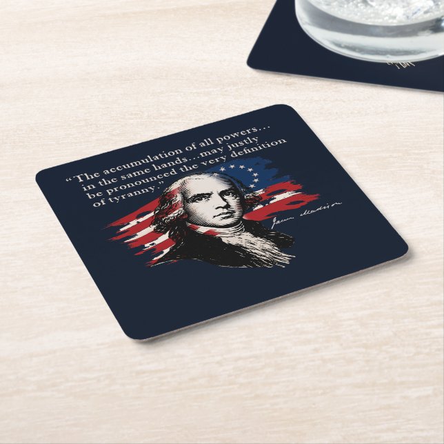 James Madison Square Paper Coaster (Angled)