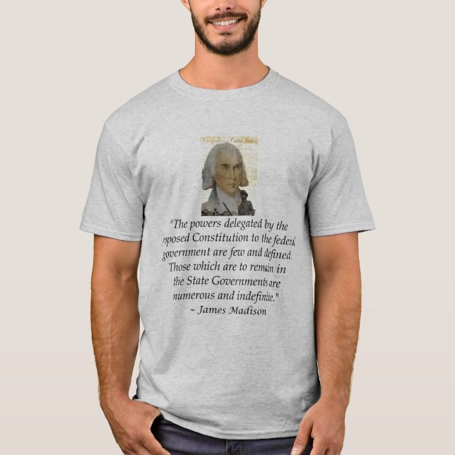 James Madison States Rights Bill of Rights Bckgrnd T-Shirt (Front)