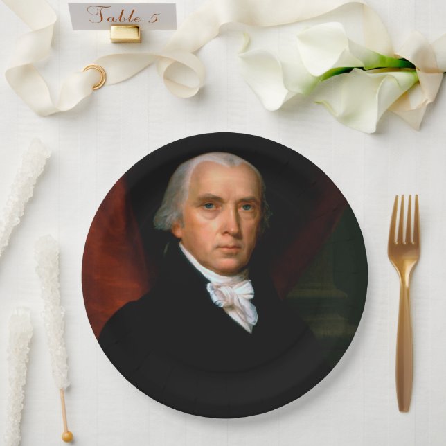 James Madison the 4th President: Colonial America Paper Plates (Wedding)
