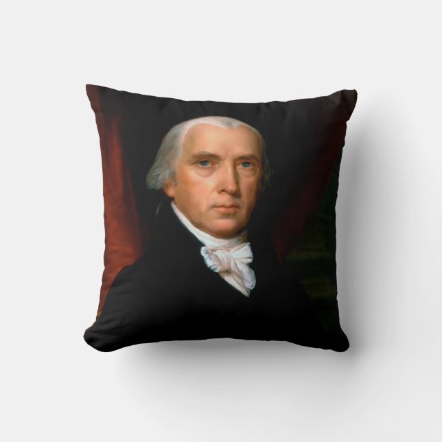 James Madison the 4th President: Colonial America Throw Pillow (Front)