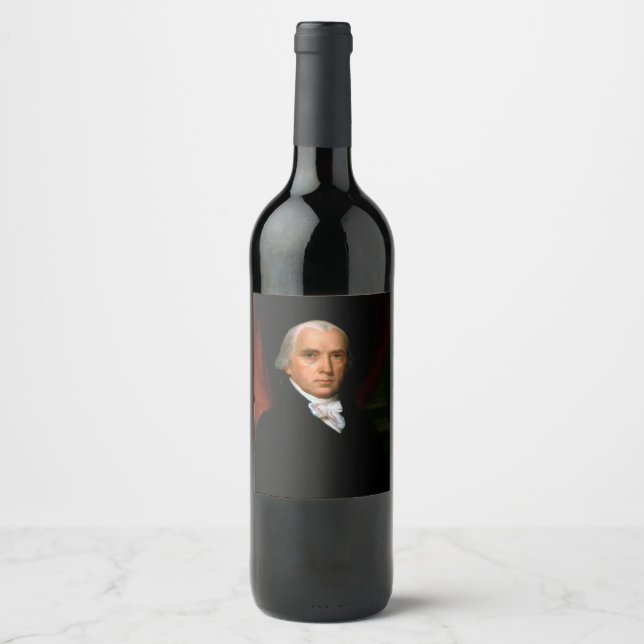 James Madison the 4th President: Colonial America Wine Label (Front)