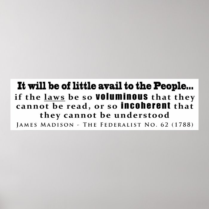 James Madison The Federalist No. 62 (1788) Poster