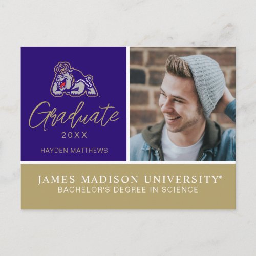 James Madison University  Duke Dog Announcement Postcard