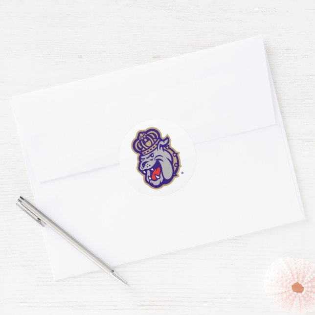 James Madison University | Duke Dog Face Classic Round Sticker (Envelope)
