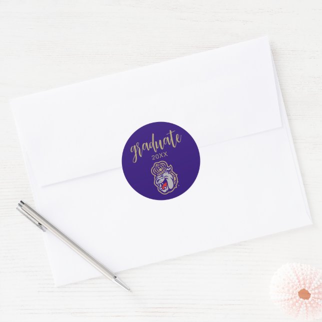 James Madison University | Duke Dog Face Classic Round Sticker (Envelope)