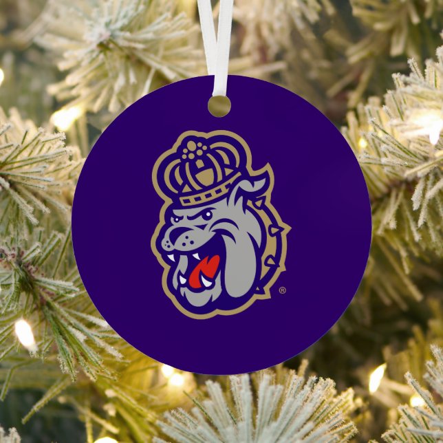 James Madison University | Duke Dog Face Metal Ornament (Insitu)