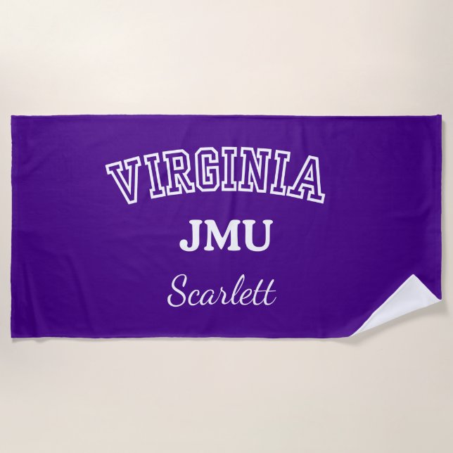 James Madison University Personalized Beach Towel (Front)