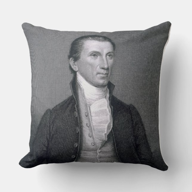 James Monroe, engraved by Asher Brown Durand (1796 Throw Pillow (Front)