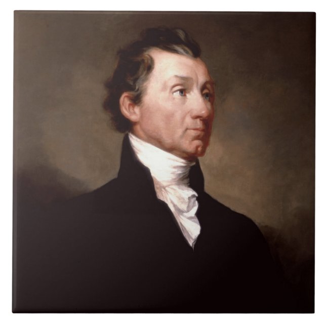 James Monroe Portrait, Early American President Ceramic Tile (Front)