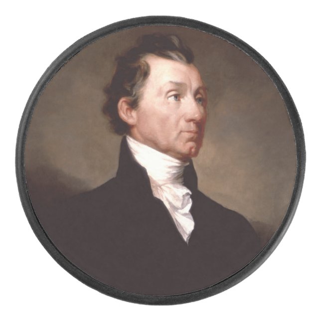 James Monroe Portrait, Early American President Hockey Puck (Front)