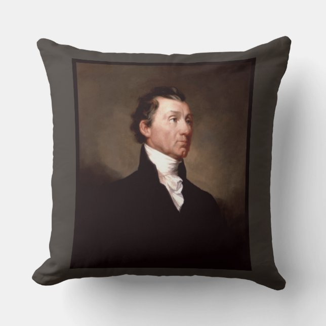 James Monroe Portrait, Early American President Throw Pillow (Front)