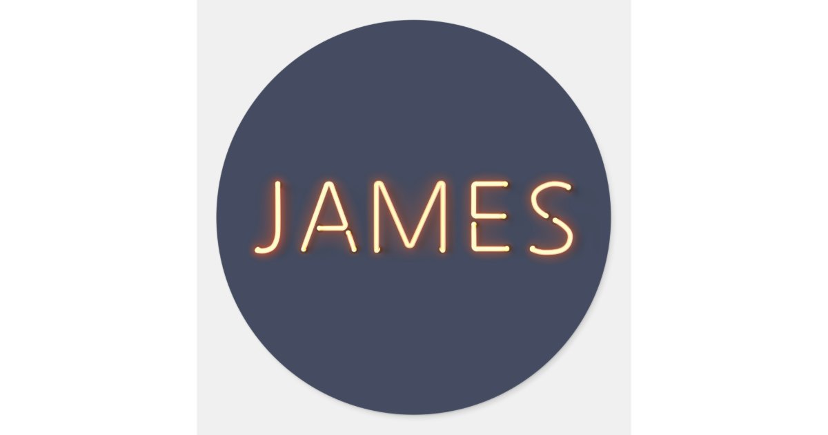 James Name in Glowing Neon Lights Classic Round Sticker | Zazzle