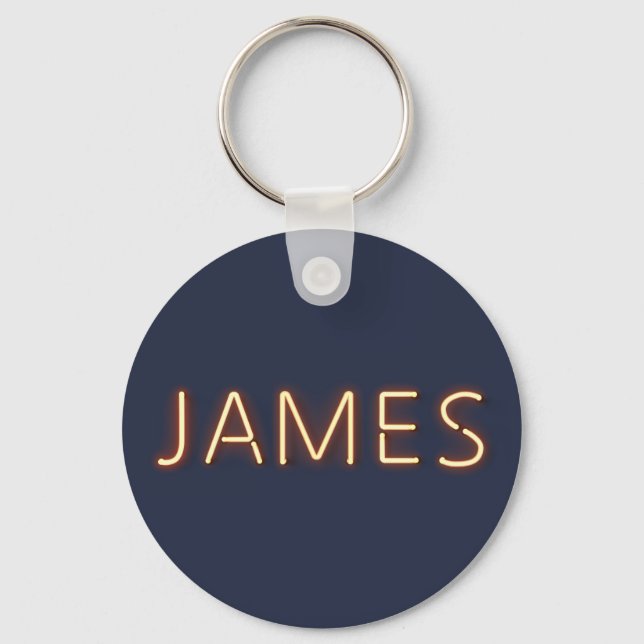 James Name in Glowing Neon Lights Keychain (Front)
