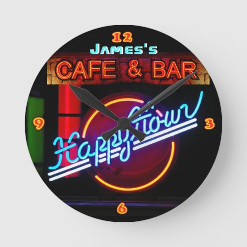 JAMES _ Name Neon Sign Bar Mancave Den Clock Fun