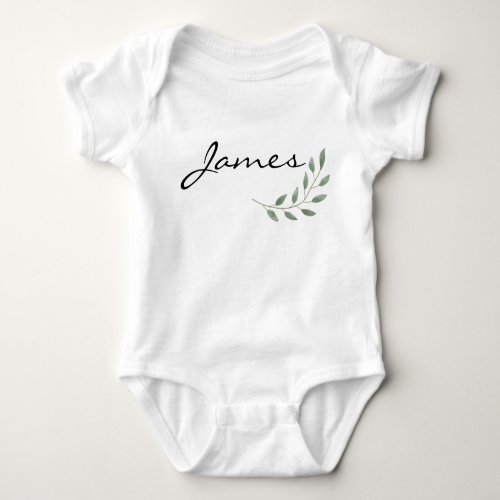 James Name Reveal Clothing Nature Leaf Botanical Baby Bodysuit