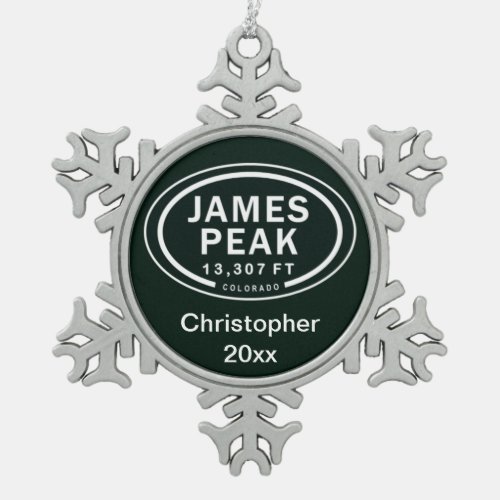 James Peak 13307 FT 13er Colorado Rocky Mountain Snowflake Pewter Christmas Ornament