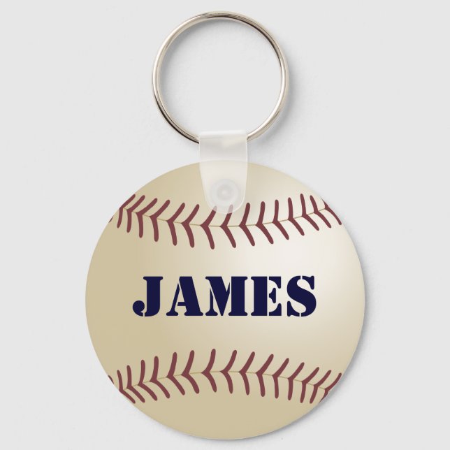 James Personalized Baseball Keychain (Front)