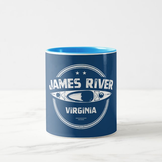 James River Virginia Kayaking Two-Tone Coffee Mug (Center)