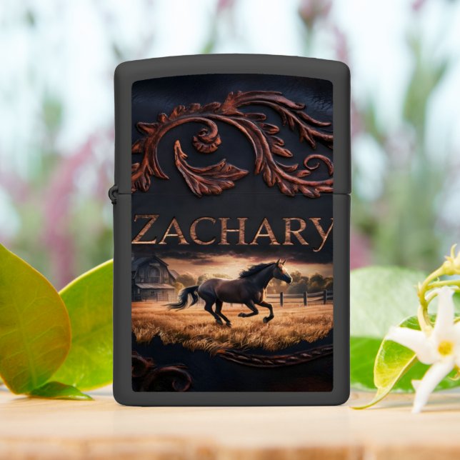 James Sign With Horse And Barn Zippo Lighter (On Table)