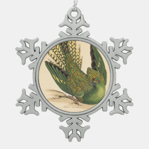 James Sowerby Ground Parrot, Psittacus terrestris Snowflake Pewter Christmas Ornament