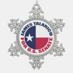 James Talarico for U.S. Senate Texas Snowflake Pewter Christmas Ornament