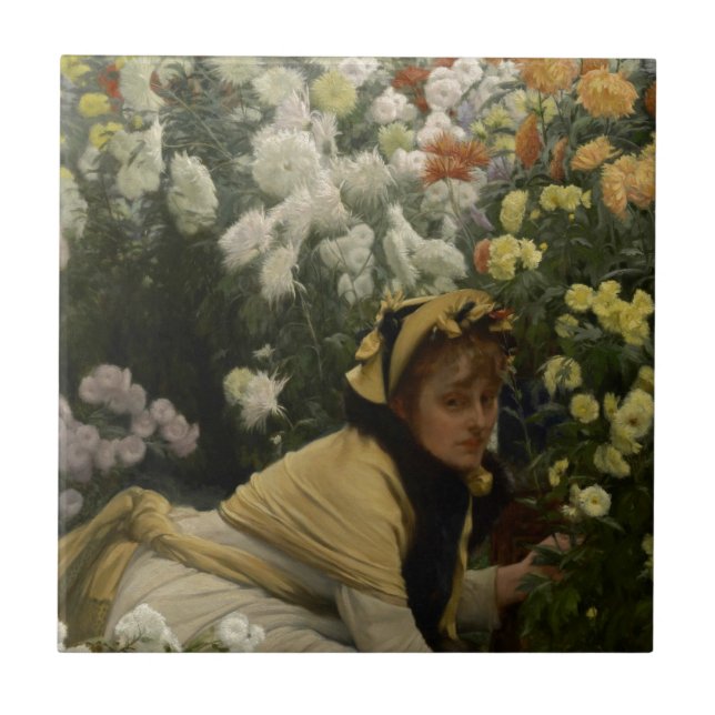 James Tissot Chrysanthemums Tile (Front)