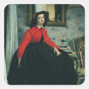 James Tissot   Portrait of Mlle. L.L.  1864 Square Sticker
