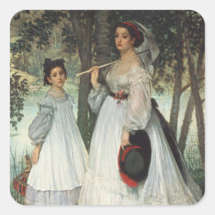 James Tissot   The Two Sisters: Portrait, 1863 Square Sticker