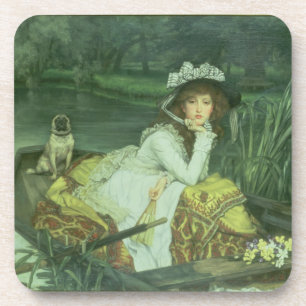 James Tissot   Young Woman in a Boat, or Reflectio Beverage Coaster