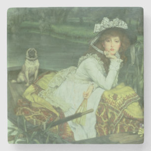 James Tissot   Young Woman in a Boat, or Reflectio Stone Coaster