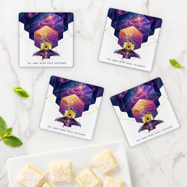 James Webb Space Telescope Illustration Art Coaster Set (In Situ)