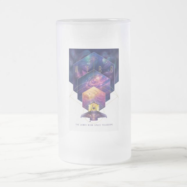 James Webb Space Telescope Illustration Art Frosted Glass Beer Mug (Center)