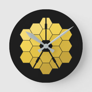 James Webb Space Telescope (JWST) Golden Mirror Th Round Clock