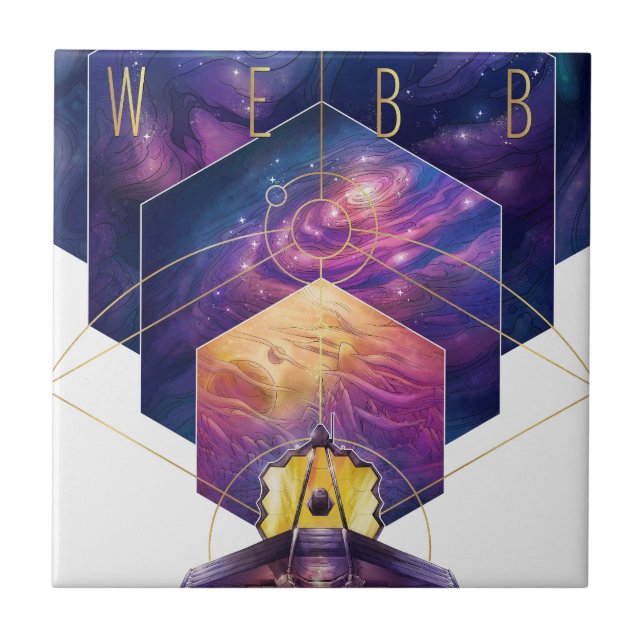 James Webb Space Telescope Poster. Ceramic Tile (Front)