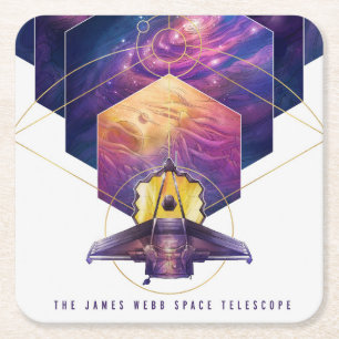 James Webb Space Telescope Poster. Square Paper Coaster