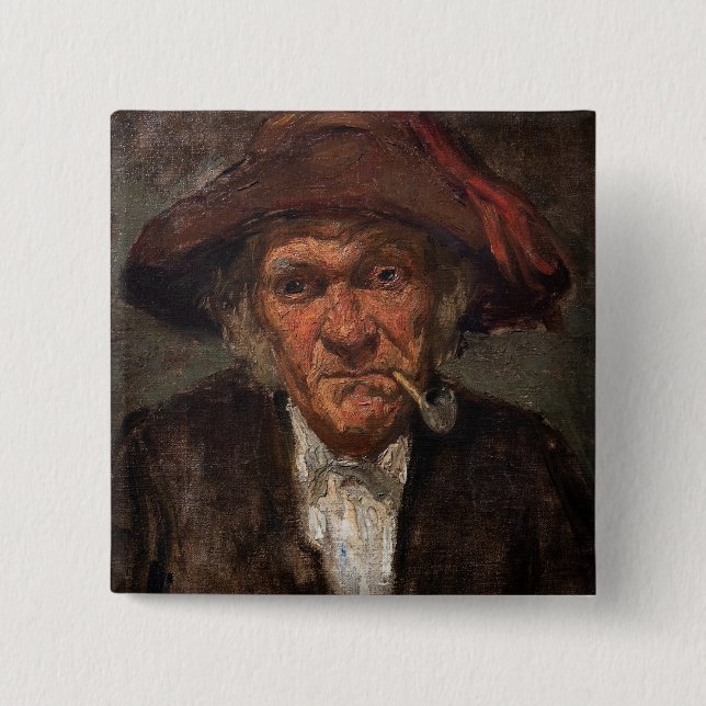 James Whistler - Man Smoking a Pipe Button (Front)