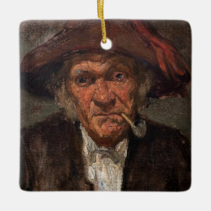 James Whistler - Man Smoking a Pipe Ceramic Ornament