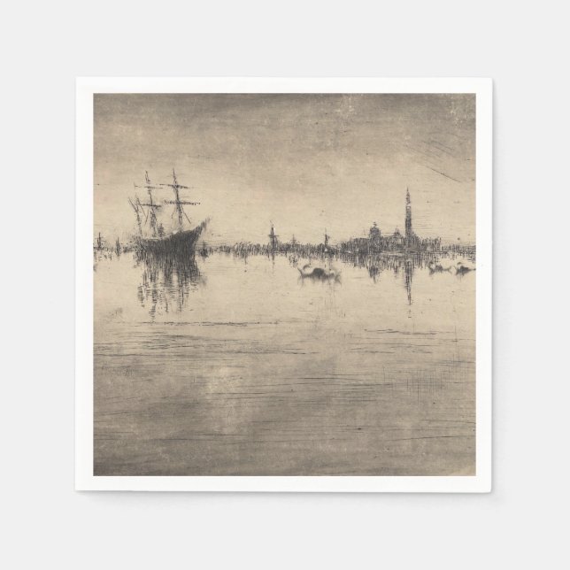 James Whistler - Nocturne, from Venice Napkins (Front)