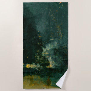 James Whistler - Nocturne in Black and Gold Beach Towel