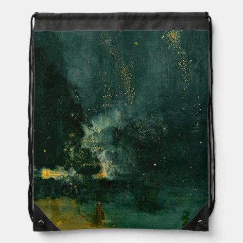 James Whistler _ Nocturne in Black and Gold Drawstring Bag