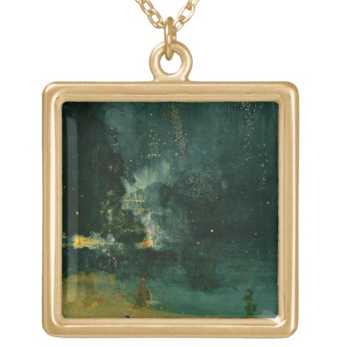 James Whistler _ Nocturne in Black and Gold Gold Plated Necklace