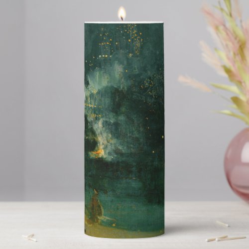 James Whistler _ Nocturne in Black and Gold Pillar Candle