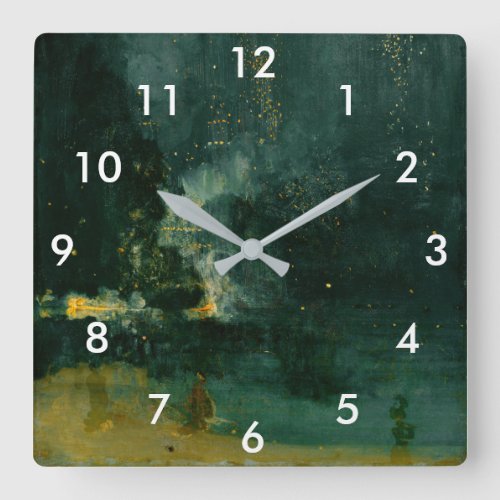 James Whistler _ Nocturne in Black and Gold Square Wall Clock