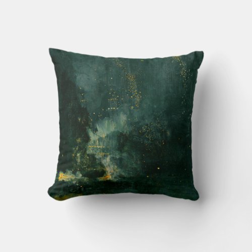 James Whistler _ Nocturne in Black and Gold Throw Pillow