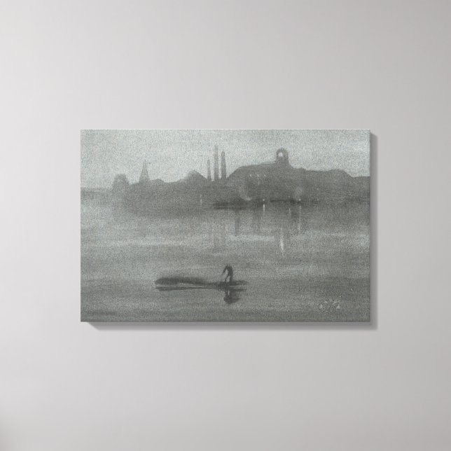 James Whistler - Nocturne: The Thames at Battersea Canvas Print (Front)