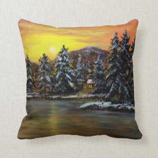 James'  Winter Cabin by Ave Hurley Throw Pillow