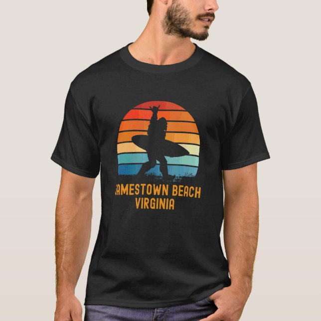 Jamestown Beach  Virginia Sasquatch Souvenir T-Shirt (Front)