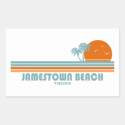 Jamestown Beach Virginia Sun Palm Trees Rectangular Sticker