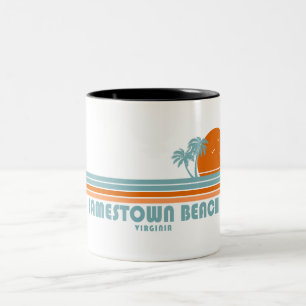 Jamestown Beach Virginia Sun Palm Trees Two-Tone Coffee Mug